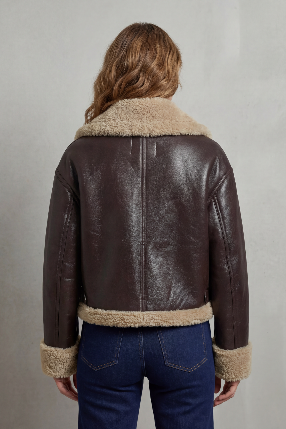 Irene – Käännettävä shearling-biker-takki