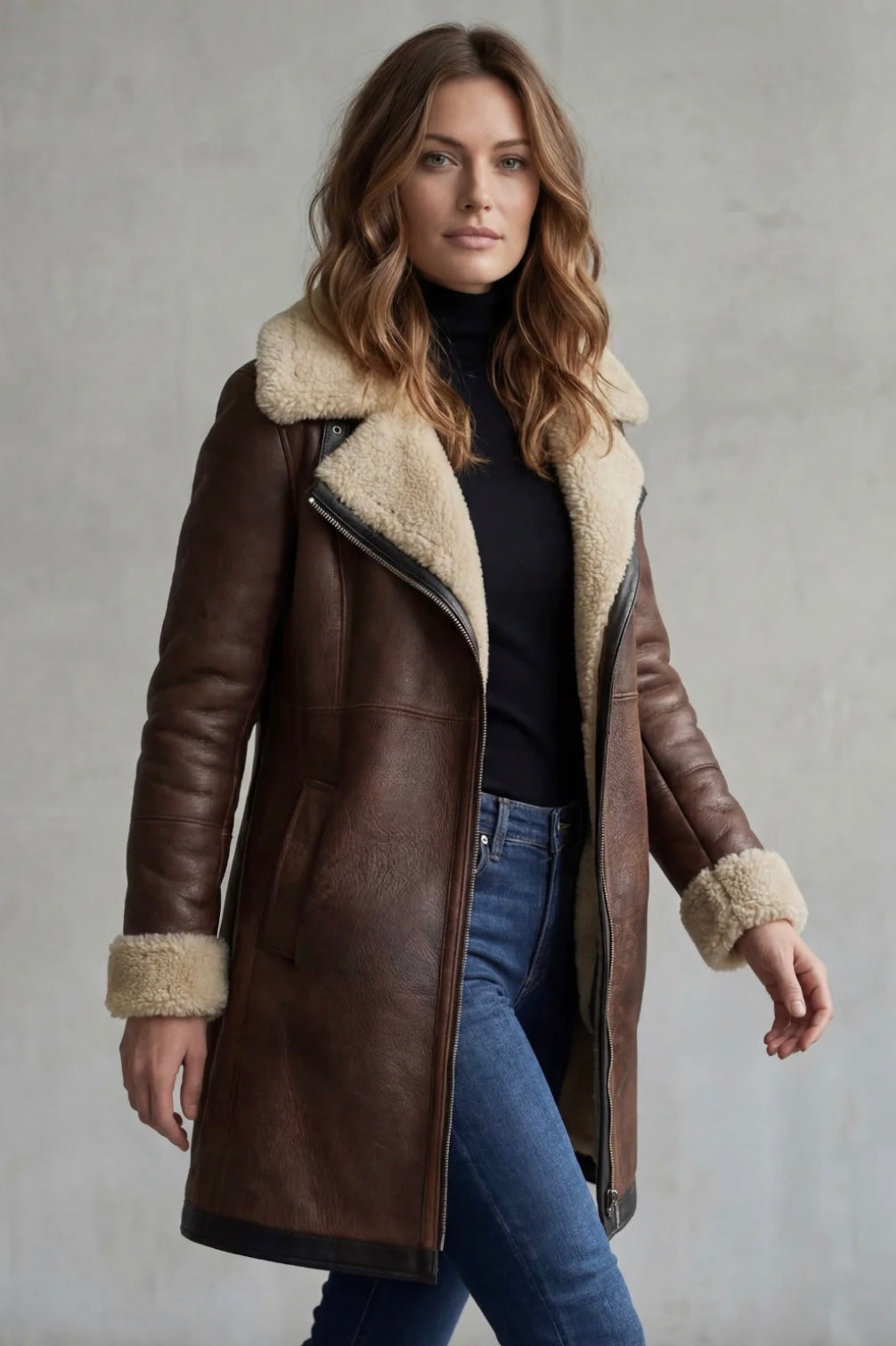 Amalia – Tekonahkatakki shearling-vuorella
